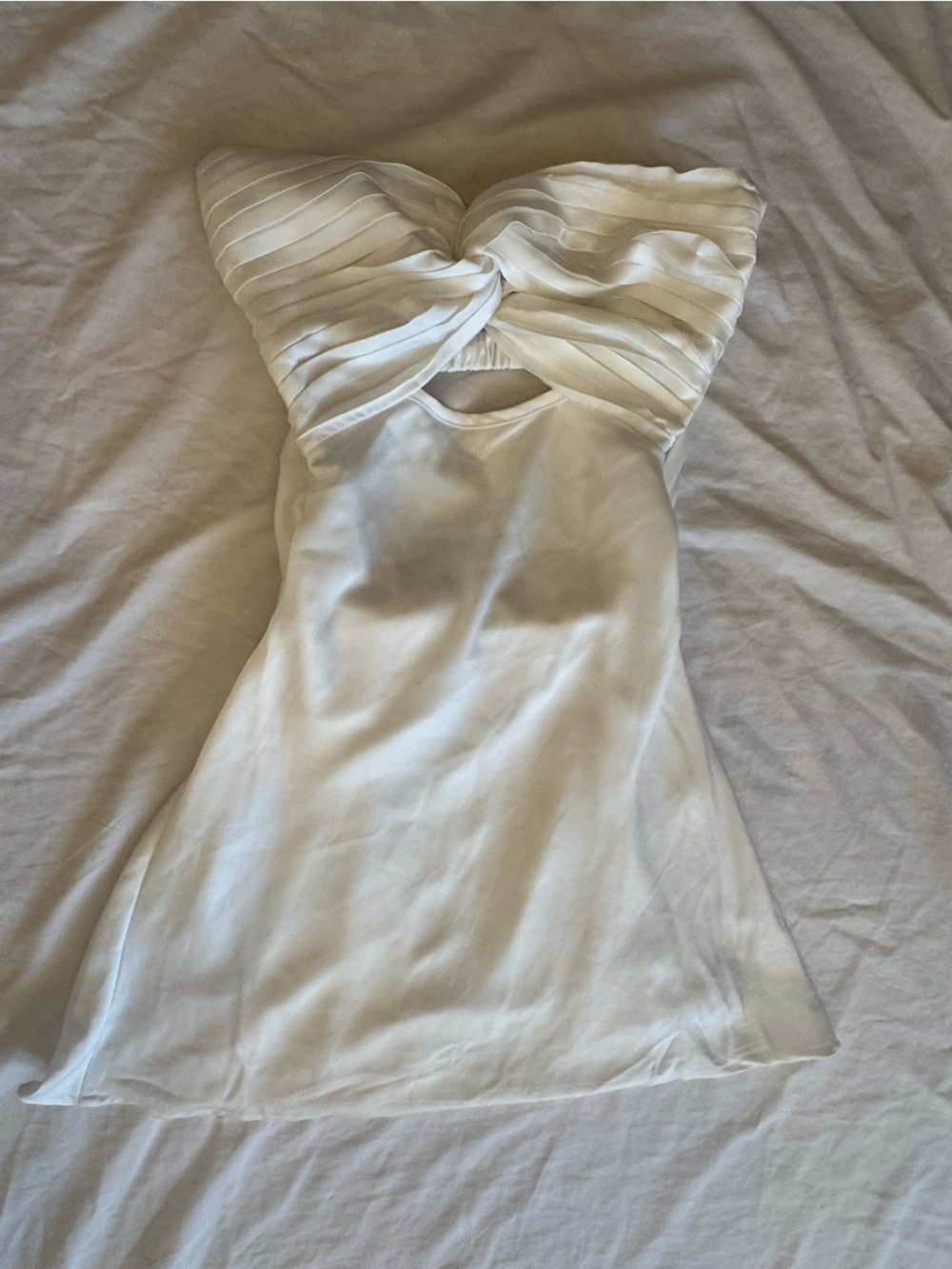 Princess Polly White Strapless SATIN SILK Mini Dress